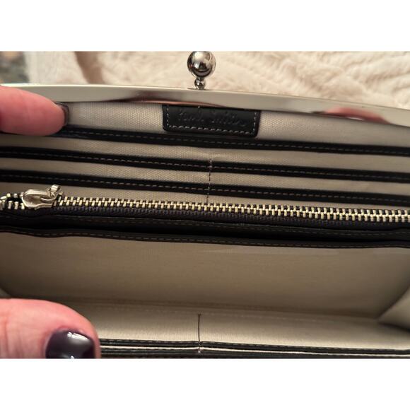 PAUL SMITH Rare Black and Yellow Heart Print Kiss Lock Clutch Bag/Long Wallet - Picture 6 of 8